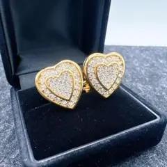 美品✨NINA RICCI ニナリッチ ハート ラインストーン イヤリング