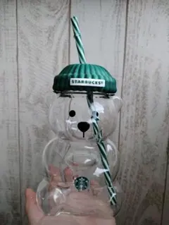 新品 韓国 スターバックス クマ型ガラスタンブラー