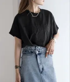 【新品】Bonjour Sagan カレッジ刺繍ピグメントスウェットTシャツ b