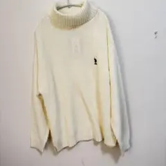 ユーエスポロアッスン 別注 ロゴ刺繍 ビッグシルエット タートルネックニットA