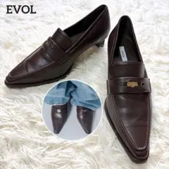 美品✨EVOL 晴雨兼用 コインローファー ポインテッドトゥ ブラウン 23cmのサムネイル