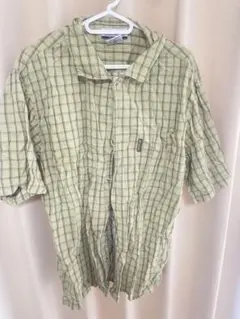 Columbia 半袖チェックシャツ メンズ　オリーブ　ベージュのサムネイル