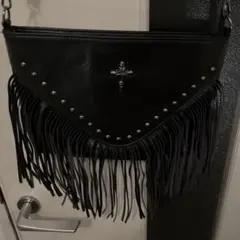 フリンジ　ブラックショルダーバッグ　y2k