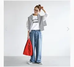 SOLAMONAT 5Pルーズストレートイージーデニム　ダメージジーンズ