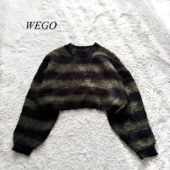 Z4【ウィゴー】ファータッチボーダーショートプルオーバー　グリーン　F Y2K