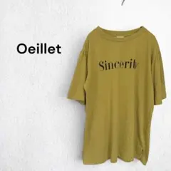ウイエOeillet ロゴ 半袖 Tシャツ L フレアスリーブ イエローのサムネイル