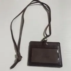 本革 ブラウン パスケース ネックストラップ付き