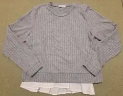 earth music&ecology M グレー ストライプ 長袖