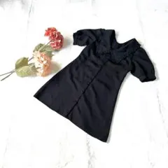 GRL グレイル フリルカラー半袖ミニワンピース 黒 S 地雷系 量産型 韓国