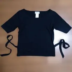 agnès b. ブラック Tシャツ 後ろリボン付き