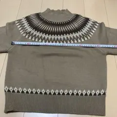 ノルディック柄 ベージュ 長袖 ニットセーター