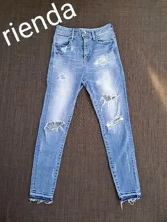rienda ハイウエスト スキニー ダメージ デニム  GYDA EMODA