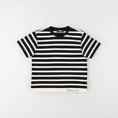 新品☆コムサイズム　黒　ボーダー フェイクレイヤード半袖Tシャツ110㎝