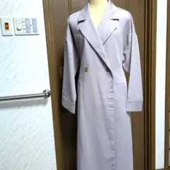 ♥ ベージュ薄手ロングコート　 トレンチ風　ゆったり M