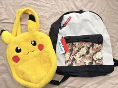プレミアムストラップ付バイカラーリュック　ピカチュウ　＆　ピカチュウトートバッグ