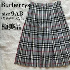 極美品✨バーバリーズ ウールプリーツスカート ノバチェックグレー M トラッドのサムネイル