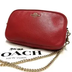 ✨未使用級 保存袋付き コーチ ワンショルダーバッグ カメラ レザー レッド