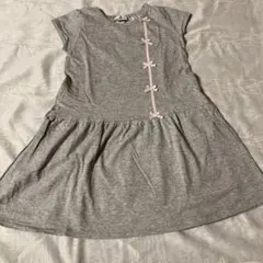 parentsdream 半袖ワンピース 130 グレー リボンのサムネイル