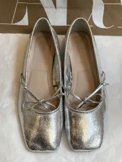 ZARA メタリック バレエシューズ 36