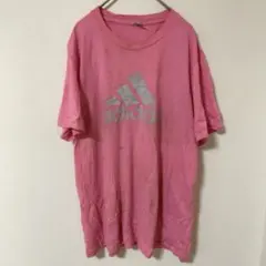 adidas 【Ｌ】アディダス　ピンク Tシャツ 半袖　古着　シンプル