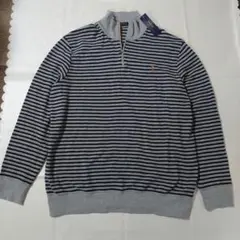 ポロラルフローレン ハーフジップ コットンニット XXL グレー ボーダー