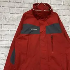 コロンビア　マウンテンパーカーレッドM ロゴ刺繍アウトドア827