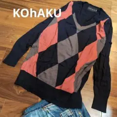 アーガイル柄 長袖ニット Mサイズ kohaku