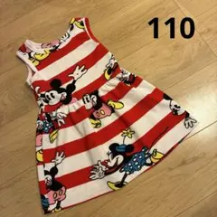 100 110 女の子　ミニー　ディズニー　ボーダー　ワンピース　可愛い　赤