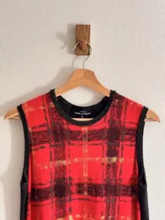 tricot COMME des GARCONS 赤チェック ノースリーブ