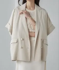 【RANAN】麻調ダブルボタンハーフスリーブジャケットのサムネイル
