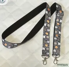 2.5幅 ショルダーストラップ　クマ パンダ　リボン縫い付け　シルバー