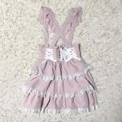 未使用 DEAR MY LOVE ハートビジューレースアップリボンフレアスカートのサムネイル