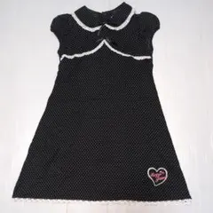 130★メゾピアノ★パフ袖！リボン＆レース付き！ドット柄ワンピース★