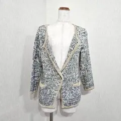 ROPE ロペ ミックスツイード風カーディガン（M）ニットジャケット グレー系のサムネイル