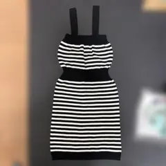 ANAP 黒と白のストライプ ノースリーブミニワンピース　美品