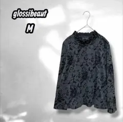 レディース トップス 総柄 上品 ミセス マダム 婦人 大人女子 グレー系 M