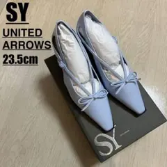 【新品未使用】SY ユナイテッドアローズリボンサイドオープントゥパンプス水色