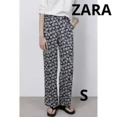 ZARA プリント地ワイドパンツ　Sサイズ