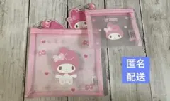 韓国ダイソー　サンリオ　マイメロディーメッシュポーチ 2点セット　マイメロのサムネイル