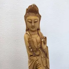 大型 観音菩薩 木彫 仏像 彫刻 開運 風水 置物 縁起物 インテリア 春山