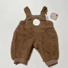 新品　ブラウン　ボアロンパース 50-60cm オーバーオール　動物
