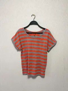 アディダス adidas Tシャツ オレンジ グレー ボーダー レディース XLのサムネイル