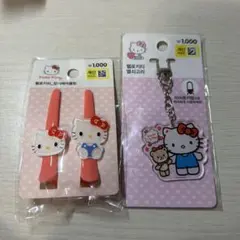 韓国ダイソー キティちゃん ヘアピン、キーホルダー