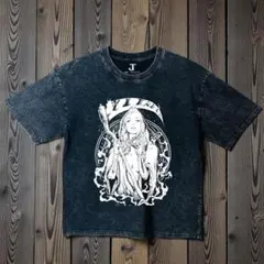 女性 グラフィックプリント Tシャツブラック L サイズ