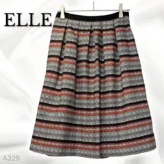 【エル】 ミディ丈 フレアスカート ふんわり ボーダー柄 クラシカル 春秋 38