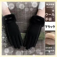 手袋 レディース 暖かい 裏起毛 防寒 スウェード ボア 人気 ブラック 防寒