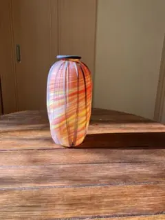 フラワーベース　ガラス　作家物　ビンテージ　花瓶　花器　オブジェ　工芸