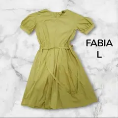 【美品】 FABIA 半袖 膝丈 ワンピース L イエロー I23のサムネイル