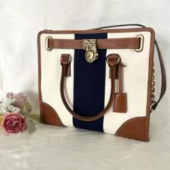 MICHAEL KORS 2way トート・ハンドバッグ　ホワイト　ネイビー