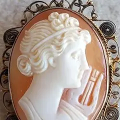 ヴィンテージ　女性　カメオ　ペンダントトップ&ブローチ